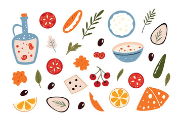 Healthy ingredients: A vibrant collection of ingredients, capturing the essence of freshness and the joy of wholesome eating, ready for a delightful culinary adventure.