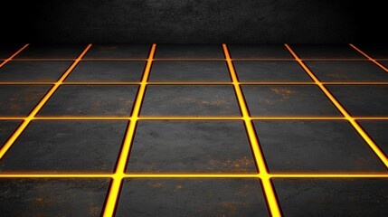 A room with a black floor and a black wall.