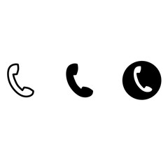 Clean vector icons of classic telephone handsets for app interface