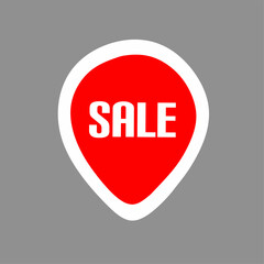 a striking red location pin icon with a bold white outline and the text 'SALE'
