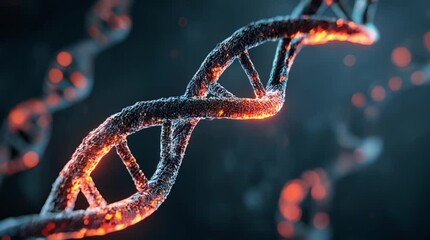 Animated DNA strand on red background conveys cutting-edge scientific research. Ideal for medical, biotech, and technology projects. Dynamic and visually engaging. - Powered by Adobe