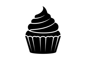 Black cupcake vector illustration dessert bakery sweet treat icon design silhouette
