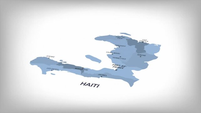 Animated Map of HAITI with states Borders and Major Cities Positions