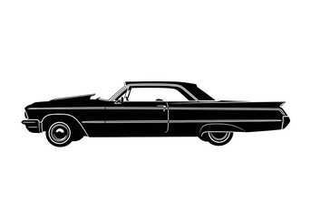 Classic american muscle car silhouette vintage automobile vector graphic