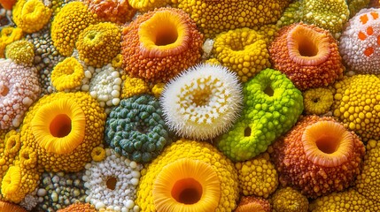 Vibrant Colorful Coral Reef Closeup Macro Photography