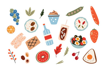 Culinary Delight Collection: A vibrant ensemble of delicious food elements and delightful ingredients, showcasing a visual feast of culinary diversity.