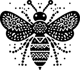 Mexican Style Bee Solid Black Vector Silhouette on White Background