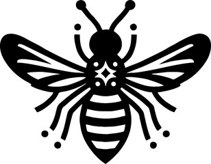 Mexican Style Bee Solid Black Vector Silhouette on White Background