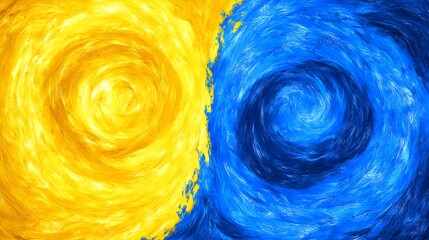 Abstract Swirling Yellow Blue Paint Texture Background
