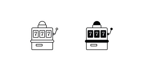 slot machine set icon with white background vector stock illustration