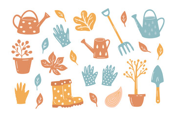 Garden Delight: An array of essential gardening tools and elements.