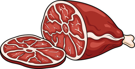 Fresh sliced red beef meat, juicy and raw, ideal for cooking, barbecue, grilling, food preparation, high-protein culinary illustration