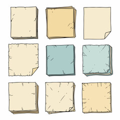 Stacked papers, notebooks, and documents in various sizes
