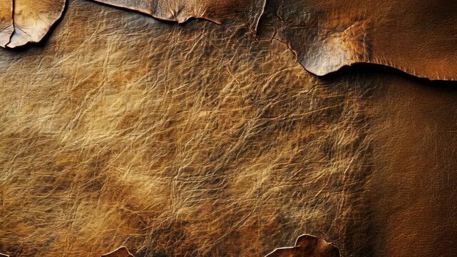 Textured close-up of aged leather with natural creases and edges, suitable for design backgrounds