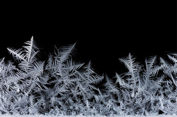 Transparent snowflake and frost frame with ice cold elements. White winter decoration design with holiday background and celebration art in Png format.