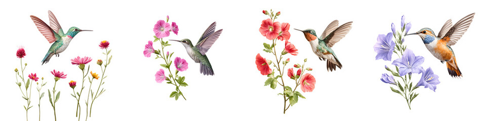 Watercolor Hummingbird and Flower Illustration: Delicate Nature Art