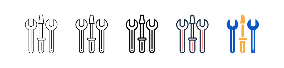 Tools different style icons set vector illustration. 