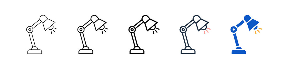 Table Lamp different style icons set vector illustration. 