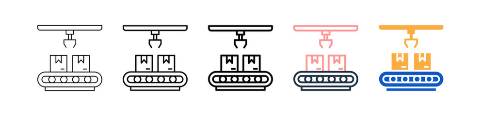 Obraz premium Conveyor Belt different style icons set vector illustration. 
