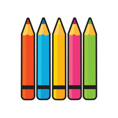 Illustration Vector Graphic Cartoon of a Assorted Colored Pencils Arranged