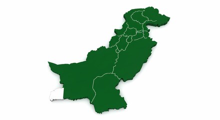 Fototapeta premium Pakistan Map Green Silhouette on White Background