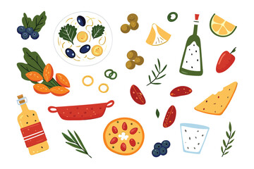 Culinary Delight: A flat lay of vibrant food elements, presenting a feast of freshness and culinary inspiration. A dynamic arrangement that ignites the imagination