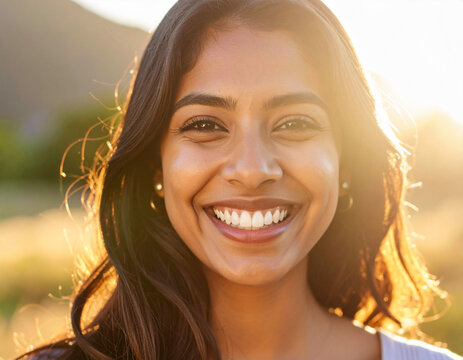Golden Hour Radiant Smile Background
