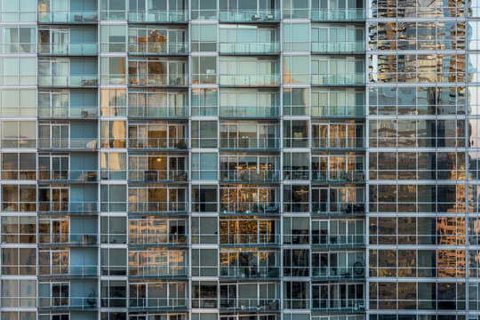 Reflections in the windows of Condominiums in Buckhead, Atlanta,