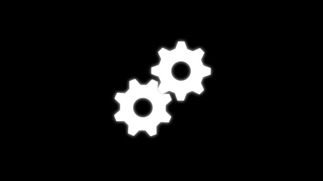 Update glowing setting icon setup animation. setting icon with spinning gears icon animated. Technology gear icon concept animation. on a black background