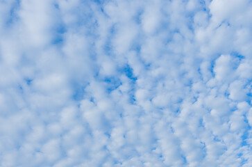 The blue sky was filled with clouds like small waves