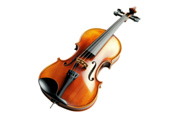 Elegant wooden violin with rich tones on black background