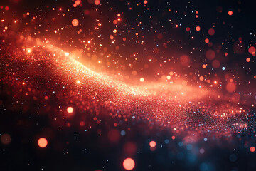 Dazzling Red Glitter Particles Shining In Darkness