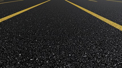 A black asphalt road with yellow lines.