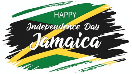 Happy independence day jamaica text on brush stroke flag background