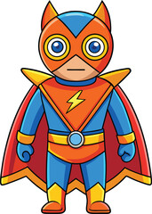 Halloween Superhero Costume with Cape and Mask – Bold Flat Vector
