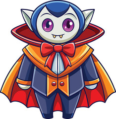 Halloween Vampire Costume with Cloak and Fangs – Bold Flat Vector