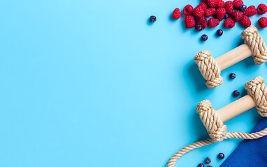 Naklejka premium Fitness fruit health workout bright summer