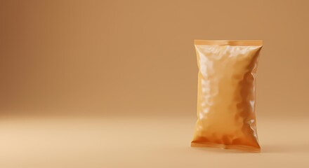 Single Beige Sachet Pouch on Neutral Background