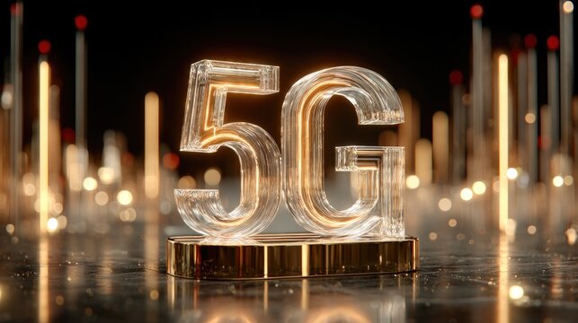 3D Golden 5G Technology Symbol - Powered by Adobe