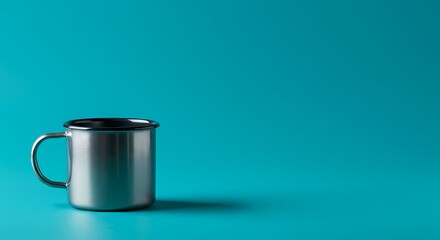 Metallic Mug on Teal Background