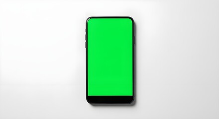 Smartphone with Green Screen on White Background
