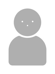 1人の人物の上半身のシルエットアイコン･ピクトグラム - シンプルでミニマルな顔のグレーの人型