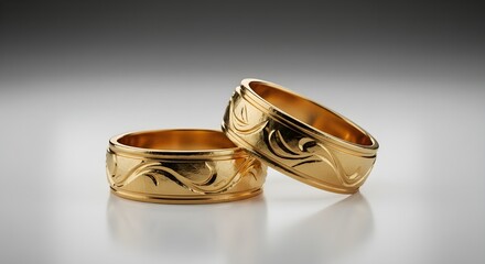 Engraved Gold Wedding Bands with Elegant Design