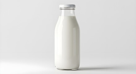 Fresh Milk Bottle on White Background