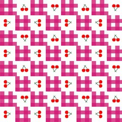 Cherry Gingham Retro Pattern