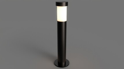 Fototapeta premium A black, modern-looking lamp with a white light bulb.