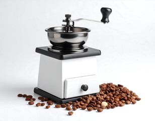 Retro coffee grinder with beans