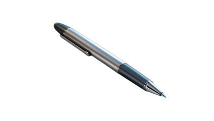 Sleek Silver Pen Isolated On Black Background