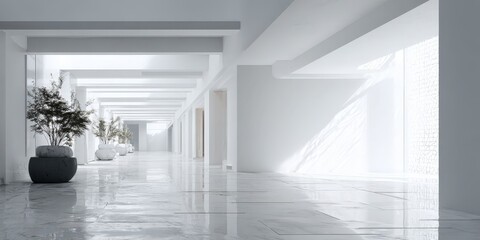 Obraz premium Minimalist White Hallway with Empty Space
