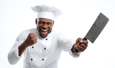 Angry chef holding cleaver
